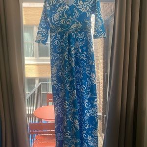 Lilly Pulitzer Ariel Blue TIDE POOLS GLORIA MAXI DRESS Empire Waist NWT M